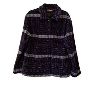 SANDRO GREY SPORT FLEECE CABIN PRINT JACKET SIZE LARGE